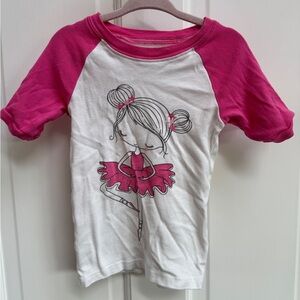 Joyond 3T Girls Pink and White Ballet Dancer 3/4 Sleeve Pajama Top